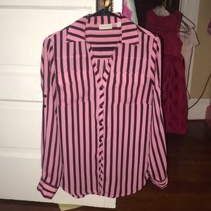 pink and black blouse in perfect condition
